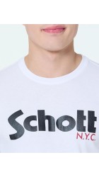 Ανδρικά T-Shirt Schott N.Y.K. TSPKLogo TSS2606 White-Black