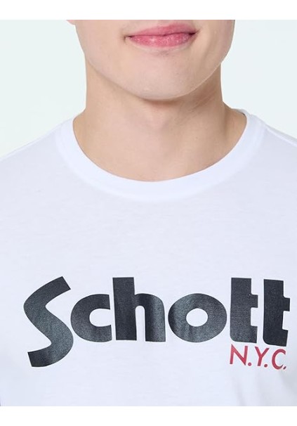 Ανδρικά T-Shirt Schott N.Y.K. TSPKLogo TSS2606 White-Black