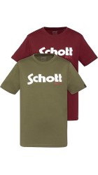 Ανδρικά T-Shirt Schott N.Y.K. TSPKLogo TSS2606 Khaki-Bordeaux