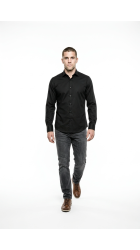 Ανδρικό Πουκάμισο Ελαστικό Slim Fit Boston 9001-20 Μαύρο