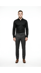 Ανδρικό Πουκάμισο Ελαστικό Slim Fit Boston 9001-20 Μαύρο