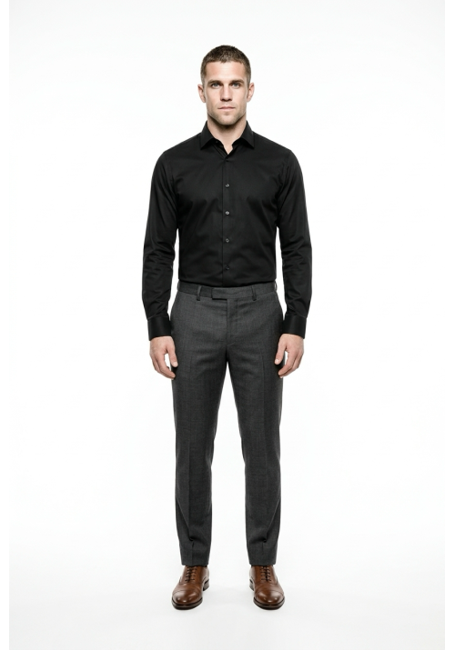 Ανδρικό Πουκάμισο Ελαστικό Slim Fit Boston 9001-20 Μαύρο