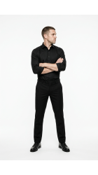 Ανδρικό Πουκάμισο Ελαστικό Slim Fit Boston 9001-20 Μαύρο