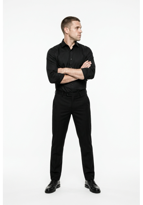 Ανδρικό Πουκάμισο Ελαστικό Slim Fit Boston 9001-20 Μαύρο