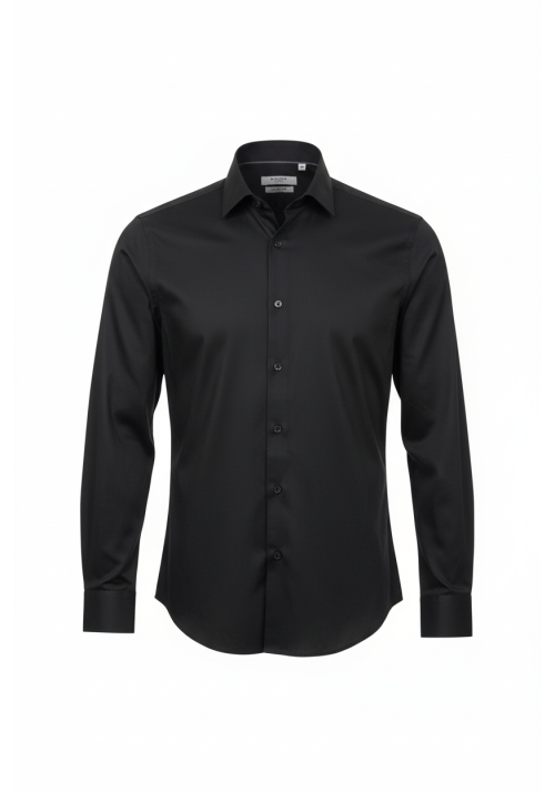 Ανδρικό Πουκάμισο Ελαστικό Slim Fit Boston 9001-20 Μαύρο