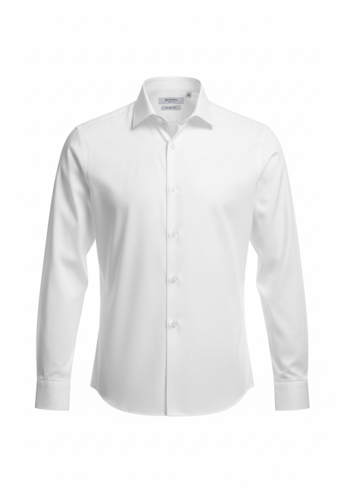 Ανδρικό Πουκάμισο Ελαστικό Slim Fit Boston 9001-00 Λευκό