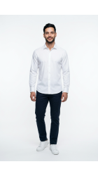 Ανδρικό Πουκάμισο Ελαστικό Slim Fit Boston 9001-00 Λευκό