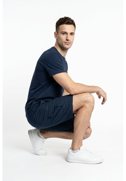 Ανδρική Βερμούδα Λινή FQChiko Linen Cargo Shorts 21900778-194011 Μπλε
