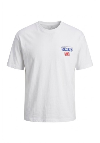 Ανδρικό T-Shirt Jack & Jones Jorwiss tee ss crew neck tg 12303541 Λευκό