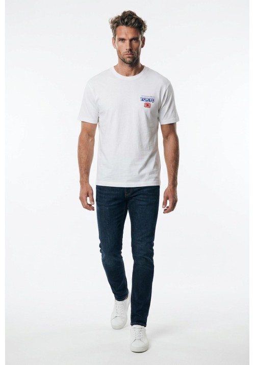 Ανδρικό T-Shirt Jack & Jones Jorwiss tee ss crew neck tg 12303541 Λευκό
