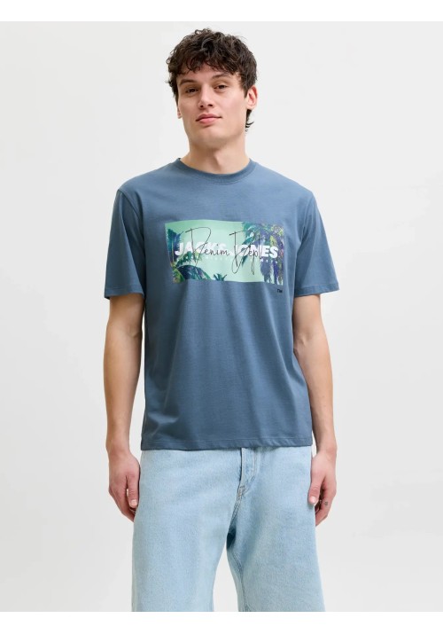 Ανδρικό T-Shirt Jack & Jones JJIndiana Tee SS Crew Neck LN 12288112 Blue Mirage