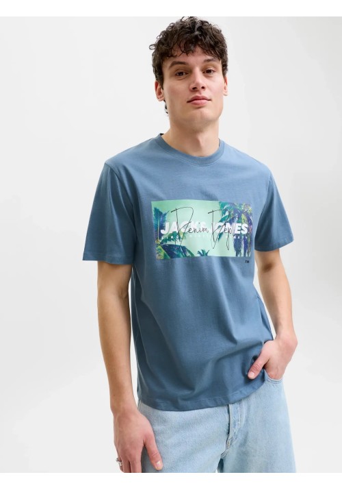 Ανδρικό T-Shirt Jack & Jones JJIndiana Tee SS Crew Neck LN 12288112 Blue Mirage