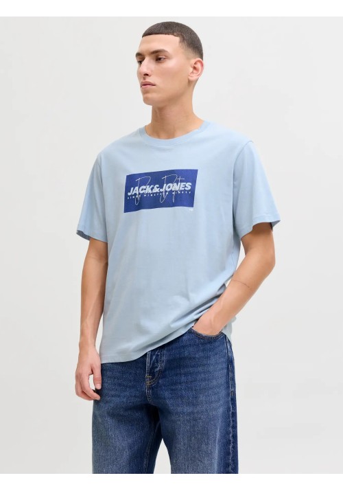 Ανδρικό T-Shirt Jack & Jones JJCole Print Tee SS Crew Neck LN 12288492 Celestial Blue