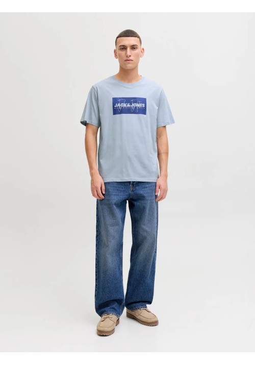 Ανδρικό T-Shirt Jack & Jones JJCole Print Tee SS Crew Neck LN 12288492 Celestial Blue
