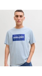 Ανδρικό T-Shirt Jack & Jones JJCole Print Tee SS Crew Neck LN 12288492 Celestial Blue