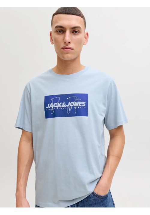 Ανδρικό T-Shirt Jack & Jones JJCole Print Tee SS Crew Neck LN 12288492 Celestial Blue