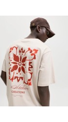 Ανδρικό T-Shirt Jack & Jones JJart Print Tee SS Crew Neck 12288095 Moonbeam