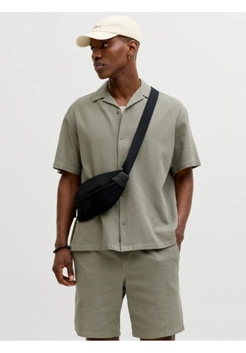 Ανδρικό Πουκάμισο Jack & Jones JJGlobal Waffle Resort Shirt SS 12295551 Vetiver