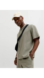 Ανδρικό Πουκάμισο Jack & Jones JJGlobal Waffle Resort Shirt SS 12295551 Vetiver