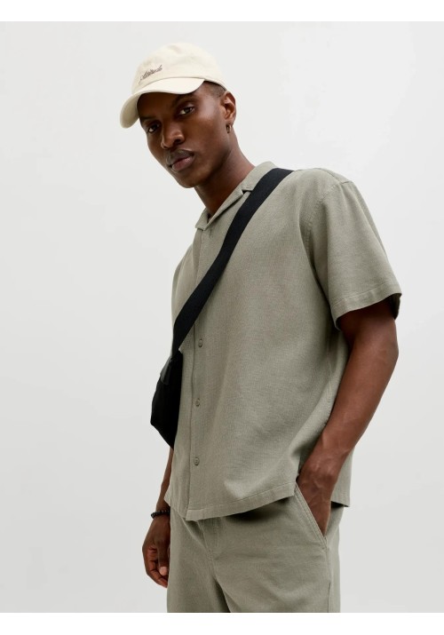 Ανδρικό Πουκάμισο Jack & Jones JJGlobal Waffle Resort Shirt SS 12295551 Vetiver