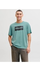 Ανδρικό T-Shirt Jack & Jones JJCole Print Tee SS Crew Neck LN 12288492 Mineral Blue