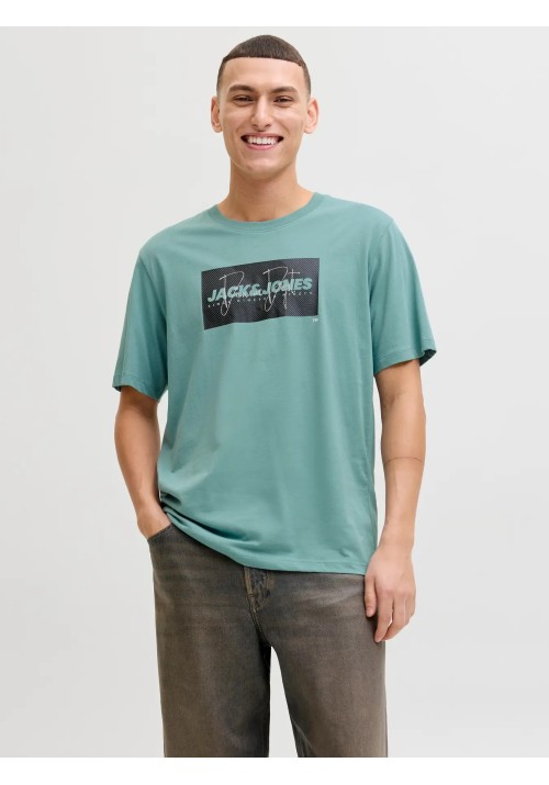 Ανδρικό T-Shirt Jack & Jones JJCole Print Tee SS Crew Neck LN 12288492 Mineral Blue