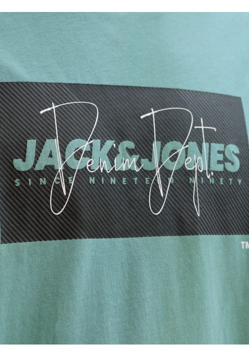 Ανδρικό T-Shirt Jack & Jones JJCole Print Tee SS Crew Neck LN 12288492 Mineral Blue
