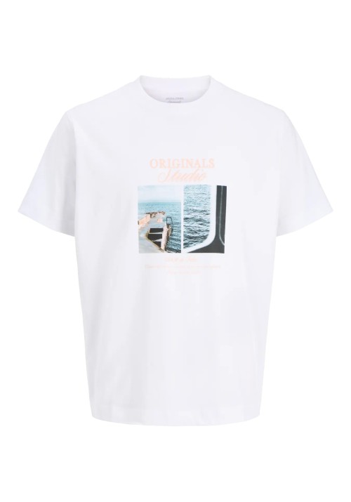 Ανδρικό T-Shirt Jack & Jones Jornorrebro Photo Tee SS Crew Neck LN 12291022 Bright White