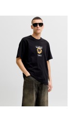 Ανδρικό T-Shirt Jack & Jones JComarina Front Print TEE SS Crew Neck 12295563 Black