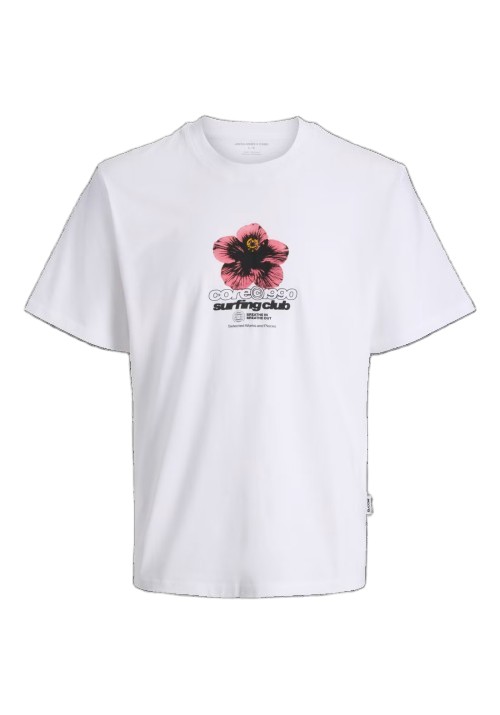 Ανδρικό T-Shirt Jack & Jones JComarina Front Print TEE SS Crew Neck 12295563 Λευκό