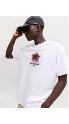 Ανδρικό T-Shirt Jack & Jones JComarina Front Print TEE SS Crew Neck 12295563 Λευκό