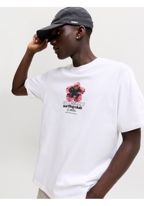 Ανδρικό T-Shirt Jack & Jones JComarina Front Print TEE SS Crew Neck 12295563 Λευκό