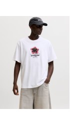 Ανδρικό T-Shirt Jack & Jones JComarina Front Print TEE SS Crew Neck 12295563 Λευκό