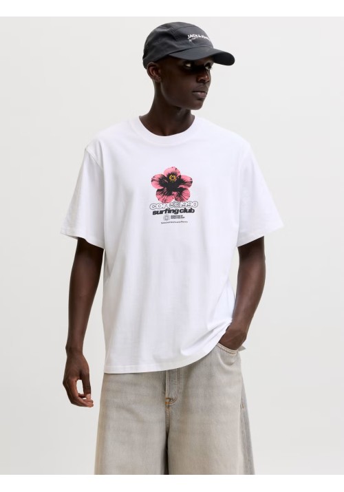 Ανδρικό T-Shirt Jack & Jones JComarina Front Print TEE SS Crew Neck 12295563 Λευκό