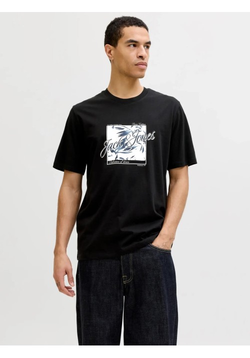 Ανδρικό T-Shirt Jack & Jones JJHonolulu Shape Tee SS Crew Neck LN 12288088 Black