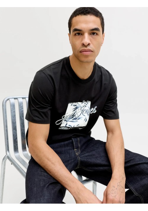 Ανδρικό T-Shirt Jack & Jones JJHonolulu Shape Tee SS Crew Neck LN 12288088 Black