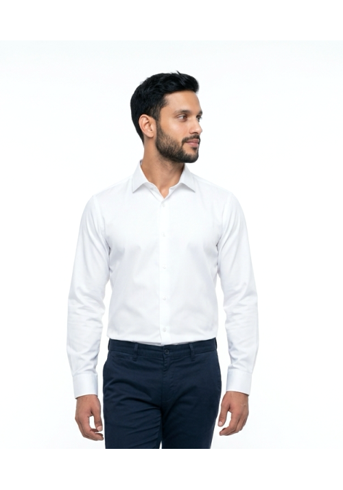 Ανδρικό Πουκάμισο Ελαστικό Slim Fit Boston 9001-00 Λευκό