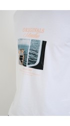 Ανδρικό T-Shirt Jack & Jones Jornorrebro Photo Tee SS Crew Neck LN 12291022 Bright White