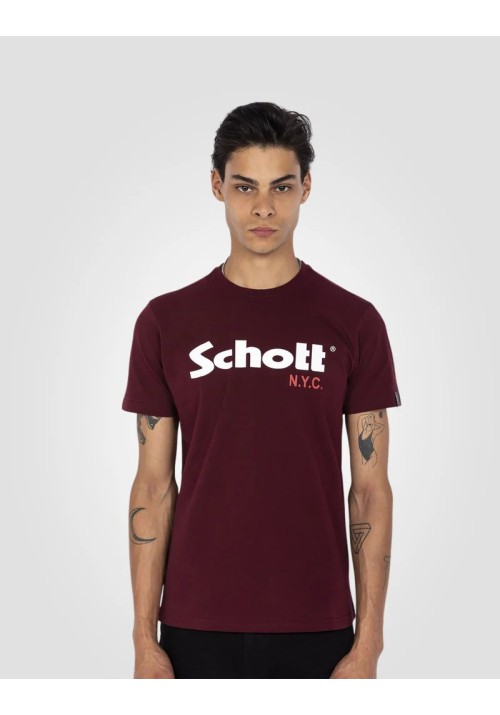 Ανδρικά T-Shirt Schott N.Y.K. TSPKLogo TSS2606 Khaki-Bordeaux