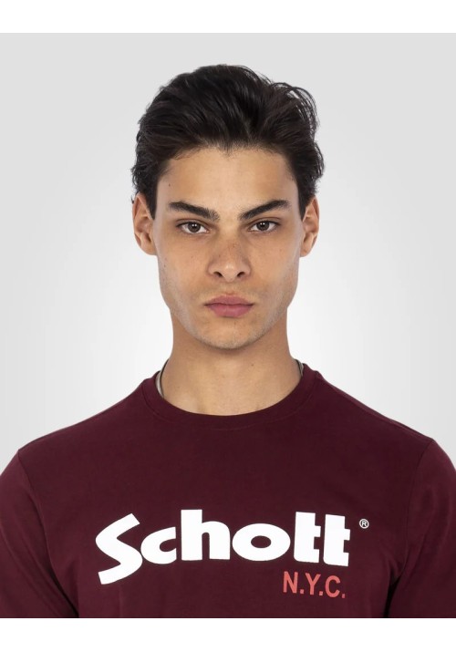 Ανδρικά T-Shirt Schott N.Y.K. TSPKLogo TSS2606 Khaki-Bordeaux