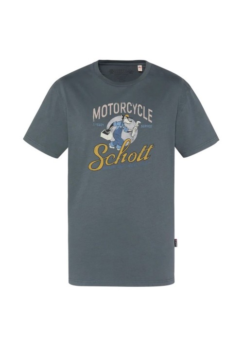 Ανδρικό T-Shirt Schott TSBarton  Tee Shirt Motard Schott Anthracite