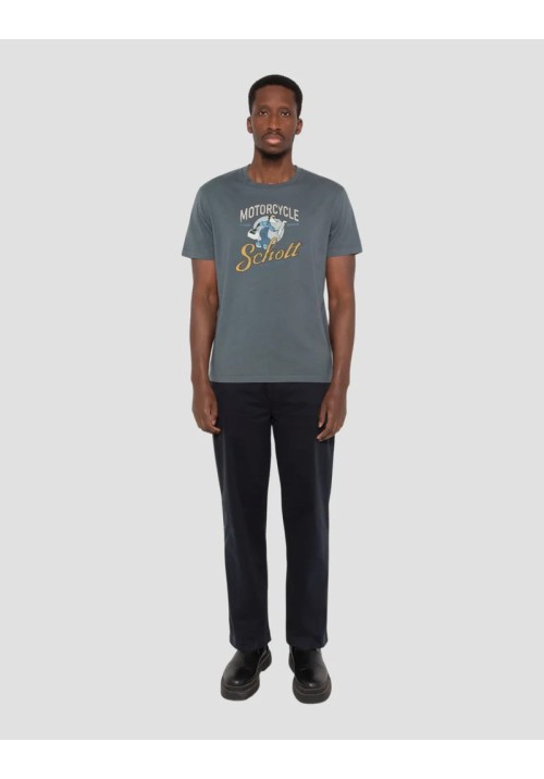 Ανδρικό T-Shirt Schott TSBarton  Tee Shirt Motard Schott Anthracite