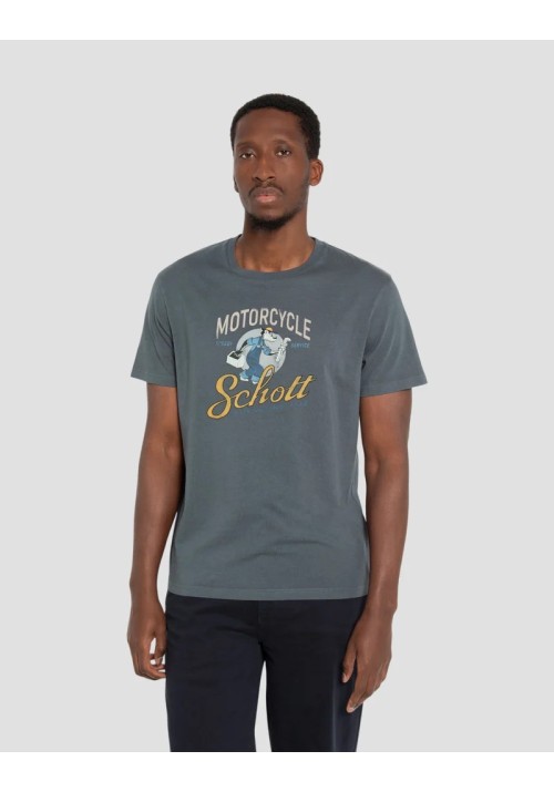 Ανδρικό T-Shirt Schott TSBarton  Tee Shirt Motard Schott Anthracite