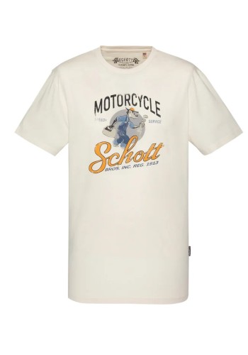 Ανδρικό T-Shirt Schott TSBarton  Tee Shirt Motard Schott Off White