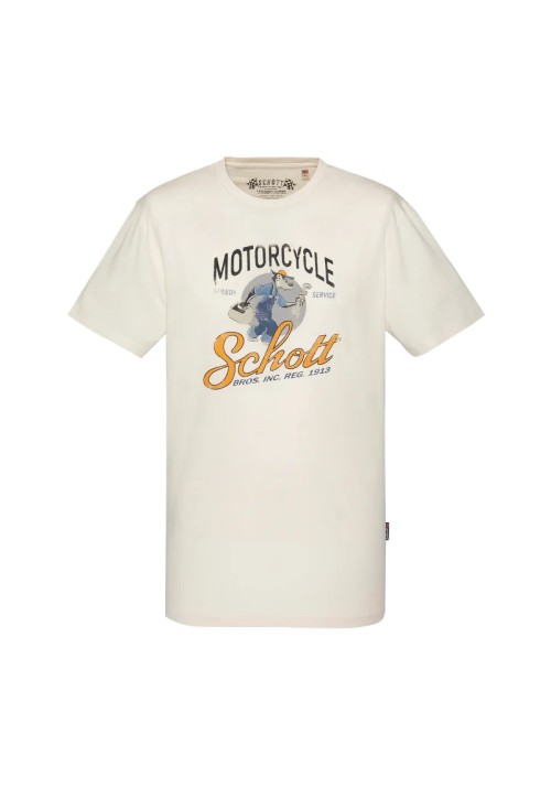 Ανδρικό T-Shirt Schott TSBarton  Tee Shirt Motard Schott Off White