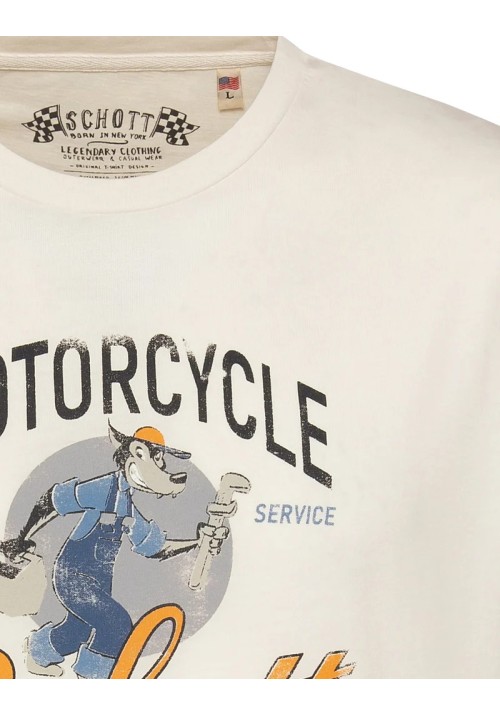 Ανδρικό T-Shirt Schott TSBarton  Tee Shirt Motard Schott Off White