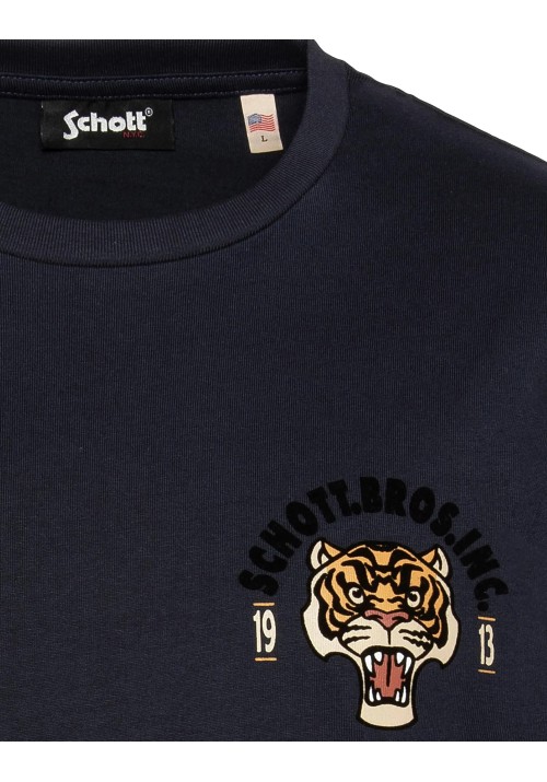 Ανδρικό T-Shirt Schott TSdagger Tee Shirt Print Dos Schott Μπλε