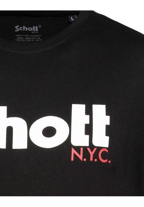 Ανδρικά T-Shirt Schott N.Y.K. TSPKLogo TSS2606 White-Black