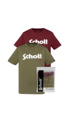 Ανδρικά T-Shirt Schott N.Y.K. TSPKLogo TSS2606 Khaki-Bordeaux