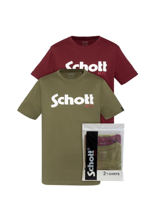 Ανδρικά T-Shirt Schott N.Y.K. TSPKLogo TSS2606 Khaki-Bordeaux